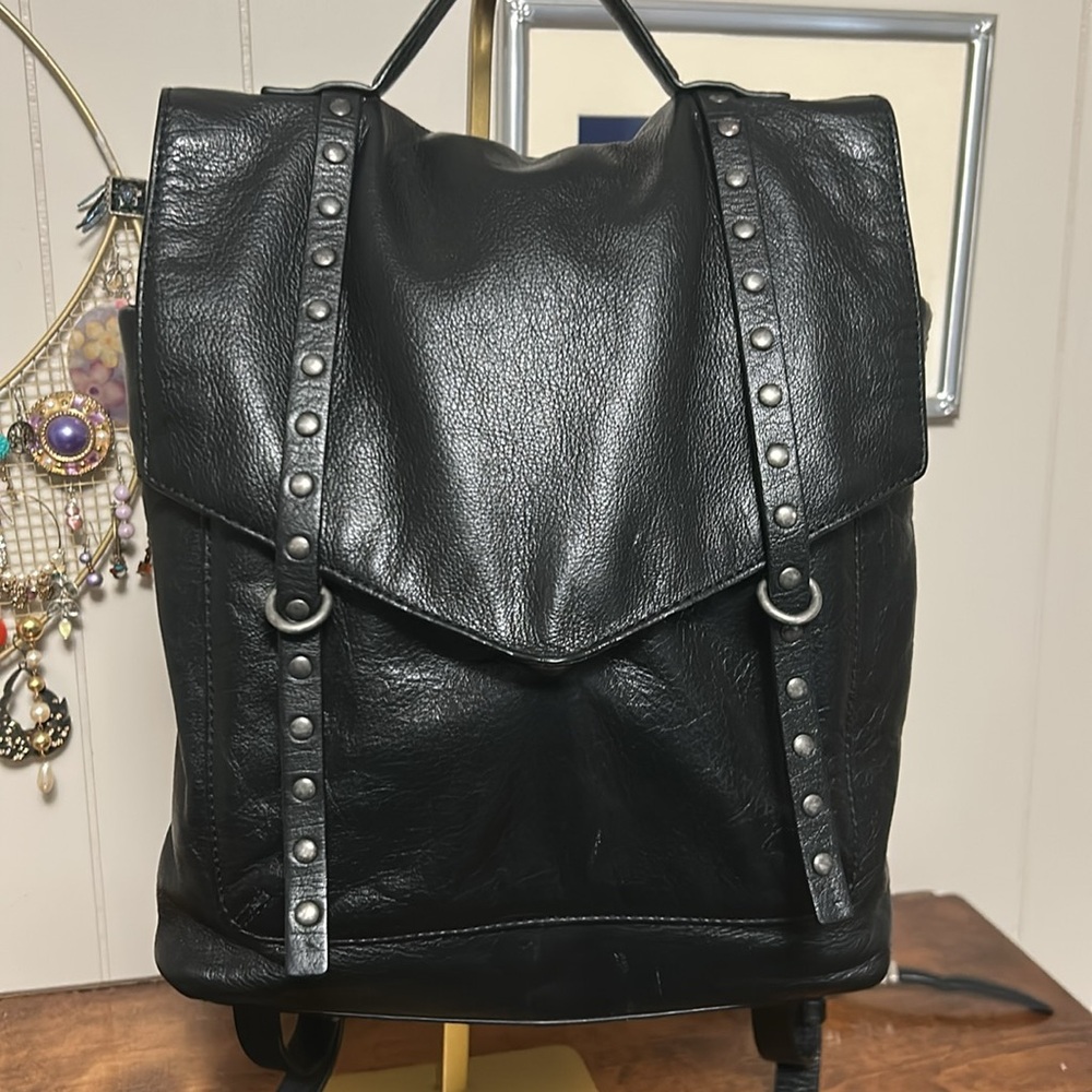 Lucky Brand Black Leather Backpack-Boho, Moto